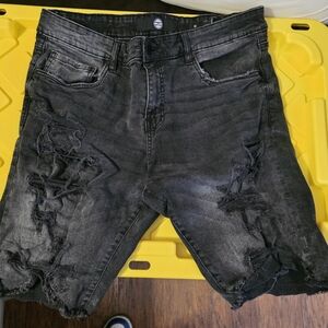 Jordan Craig Black Jean Shorts Distressed Style
